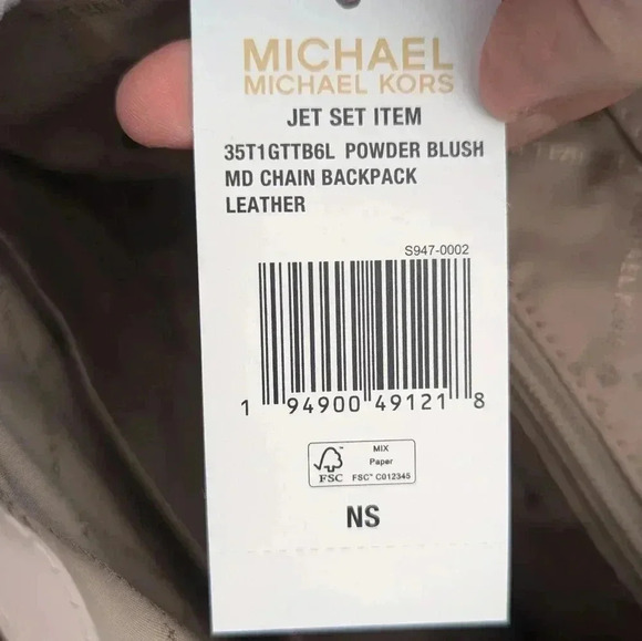 NWT Michael Kors Jet Set Item Medium Chain Leather Backpack  Powder Blush - Picture 5 of 9